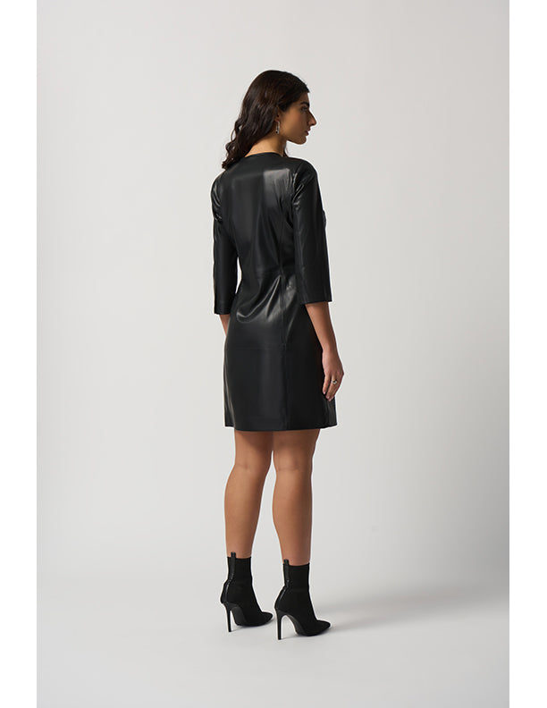Joseph Ribkoff Black Faux-Leather Panel Leggings Style 233012