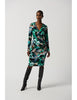 Joseph Ribkoff Abstract Print Silky Knit Wrap Dress With Ornament