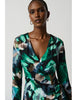 Joseph Ribkoff Abstract Print Silky Knit Wrap Dress With Ornament