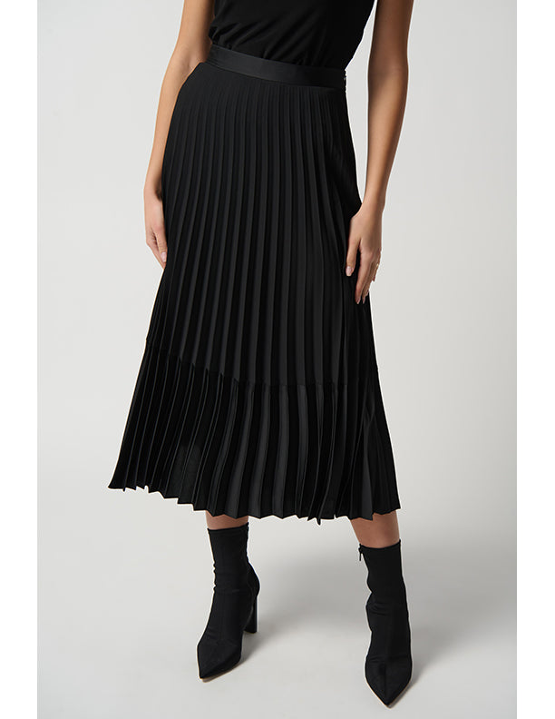 Joseph Ribkoff Georgette and Satin Pleated A-Line Skirt