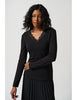 Joseph Ribkoff Jersey and Lace Fitted Long Sleeve Top