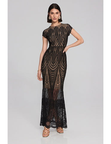 Joseph Ribkoff Embroidered Lace Trumpet Gown