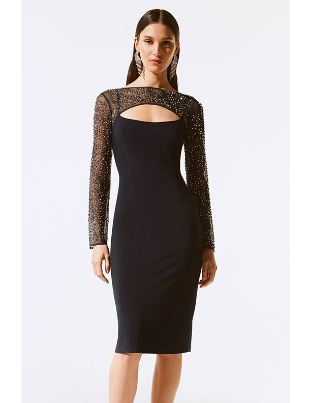 Joseph Ribkoff Silky Knit And Mesh Sheath Dress – Classic Boutique