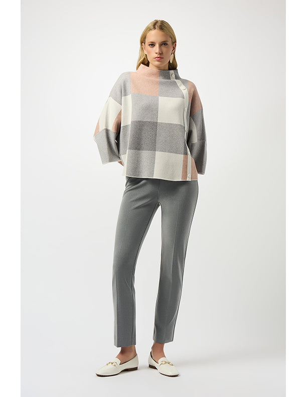Joseph Ribkoff Plaid Jacquard Sweater Knit Top