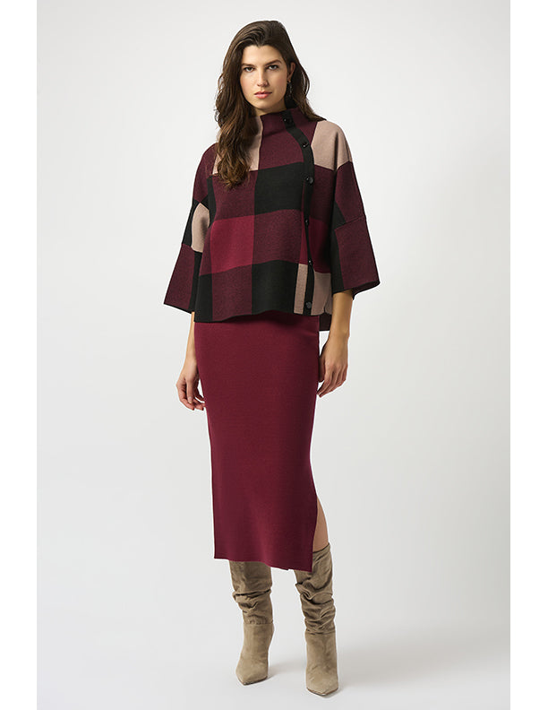 Joseph Ribkoff Plaid Jacquard Sweater Knit Top