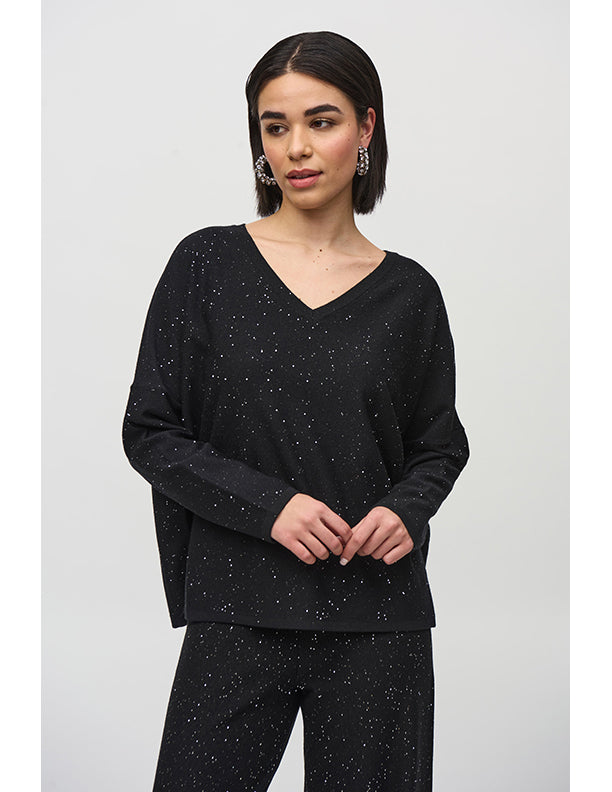Joseph Ribkoff Sequined Sweater Knit Boxy Top