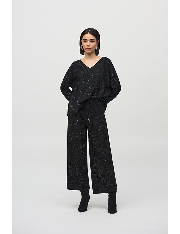 Joseph Ribkoff Sequined Sweater Knit Culotte Pants