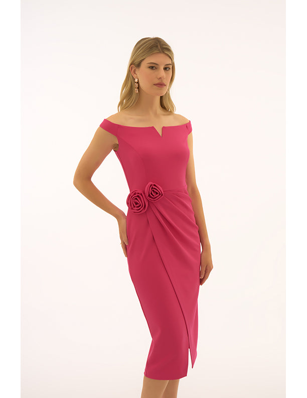 Joseph Ribkoff Signature | Scuba Crepe Off Shoulder Sheath Dress