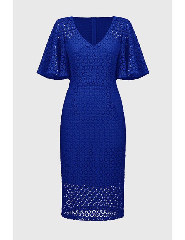 Joseph Ribkoff Guipure Lace Sheath Dress Style 251744 Royal Sapphire / 10 Joseph Ribkoff Guipure Lace Sheath Dress Style 251744 Royal Sapphire / 10