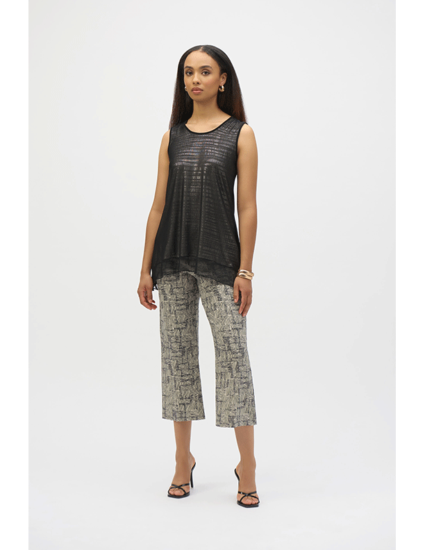 Joseph Ribkoff Mesh and Foiled Knit Flared Tunic
