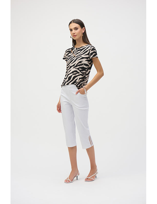 Joseph Ribkoff Millennium Capri Pull-On Pants with Guipure