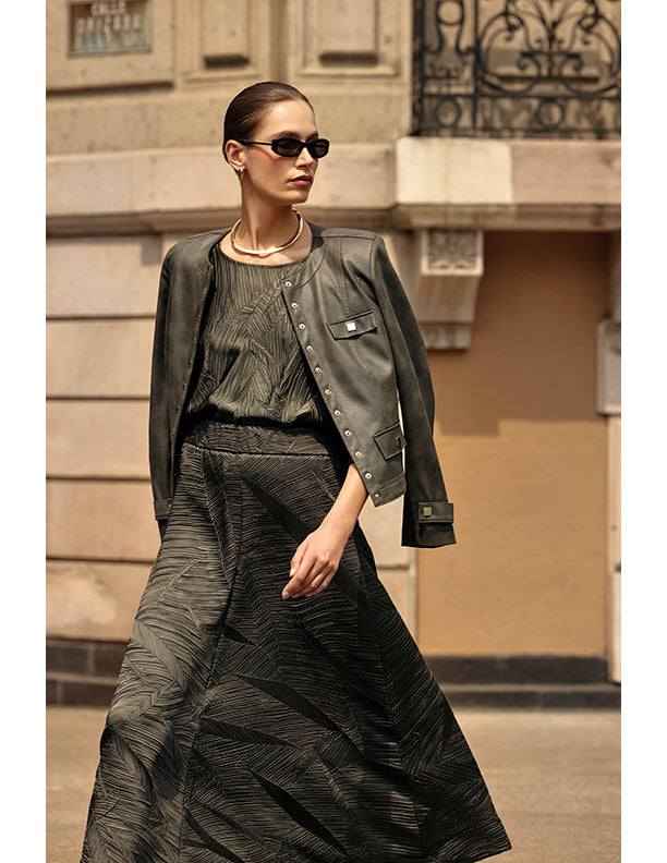 Joseph Ribkoff Pleated Satin Boxy Top