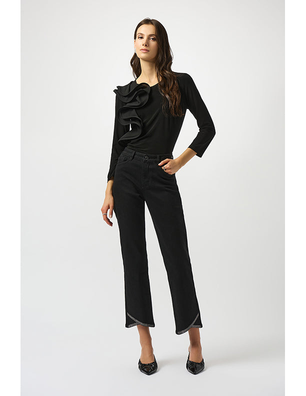 Joseph Ribkoff Silky Knit Fitted Ruffled Top