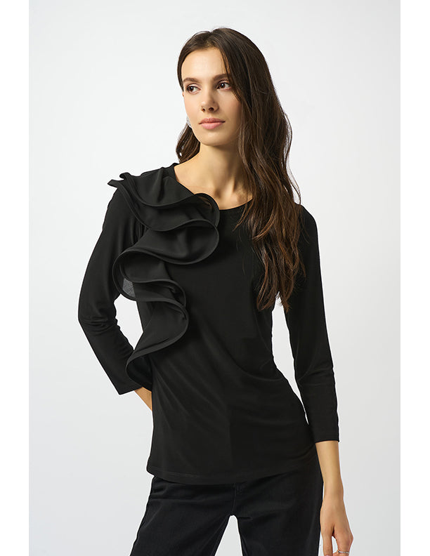 Joseph Ribkoff Silky Knit Fitted Ruffled Top