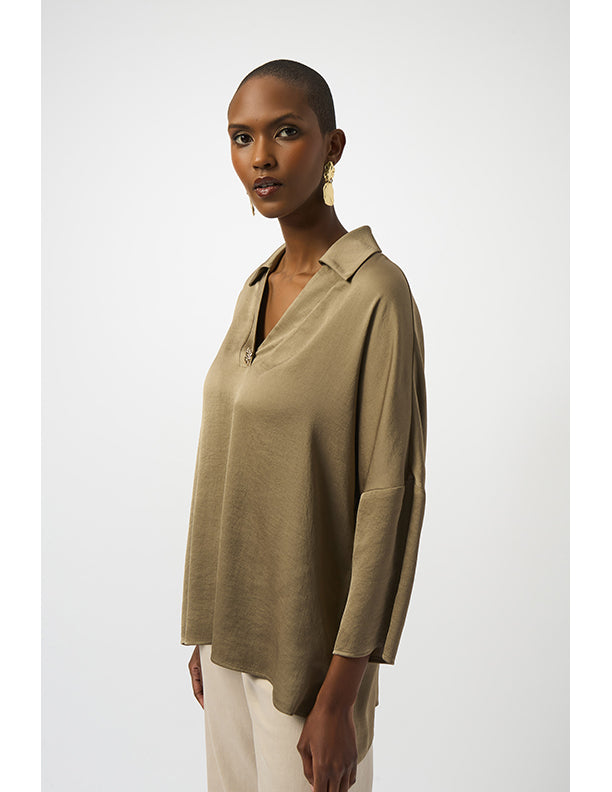 Joseph Ribkoff Recycled Hammered Satin Boxy Top