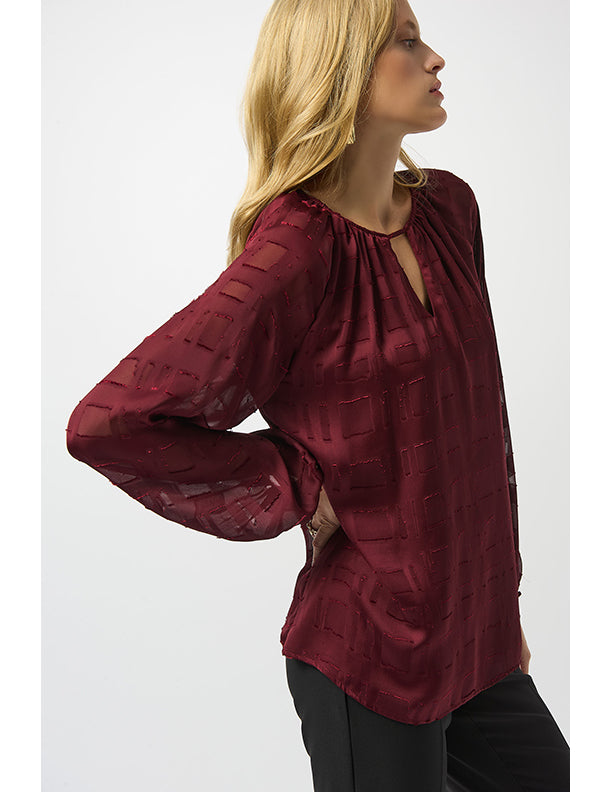 Joseph Ribkoff Satin Burnout Boxy Top
