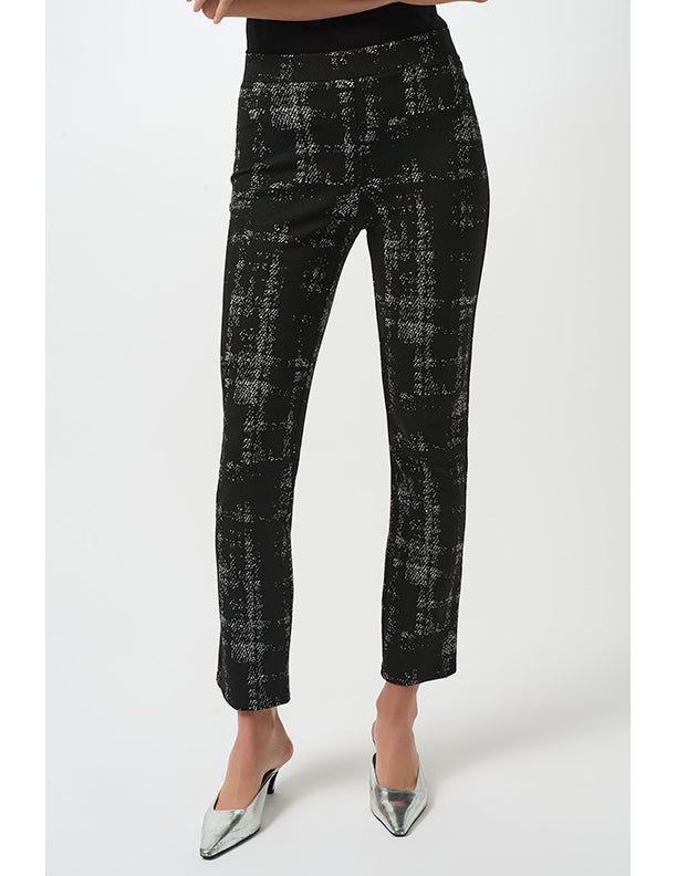 Joseph Ribkoff Jacquard Sweater Plaid Print Pull-On Pants