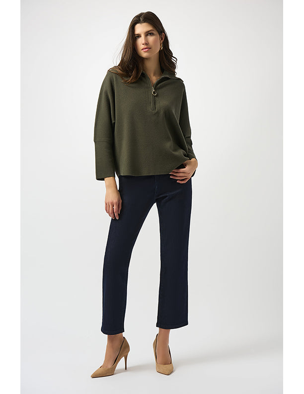 Joseph Ribkoff Sweater Knit Boxy Pullover With Zipped Collar