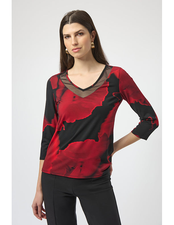 Joseph Ribkoff Silky Knit Abstract Print Fitted Top