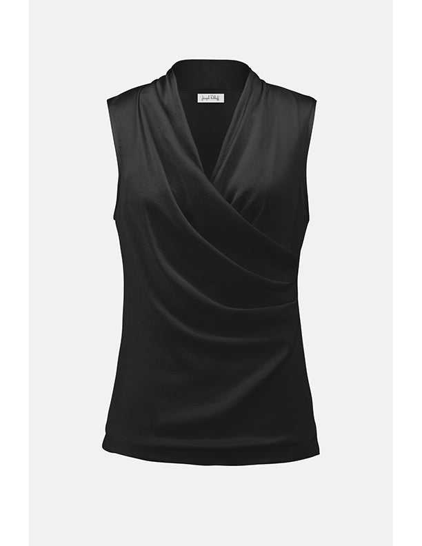Joseph Ribkoff Recycled Satin & Silky Knit Sleeveless Wrap Top