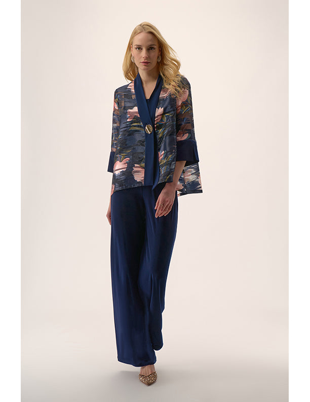 Joseph Ribkoff Signature | Jacquard Organza Floral Print Swing Jacket