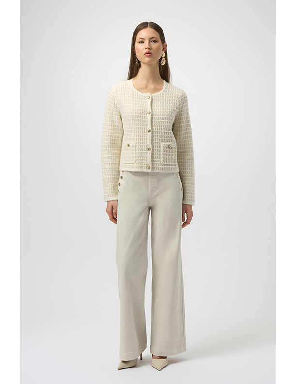Joseph Ribkoff Sequined Sweater Knit Cardigan with Gold Buttons