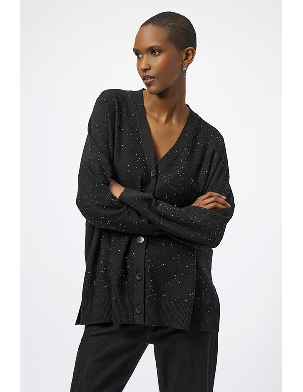 Joseph Ribkoff Sequined Sweater Knit Button-Front Cardigan