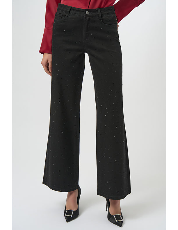 Joseph Ribkoff Classic Wide Leg Jeans with Rhinestones