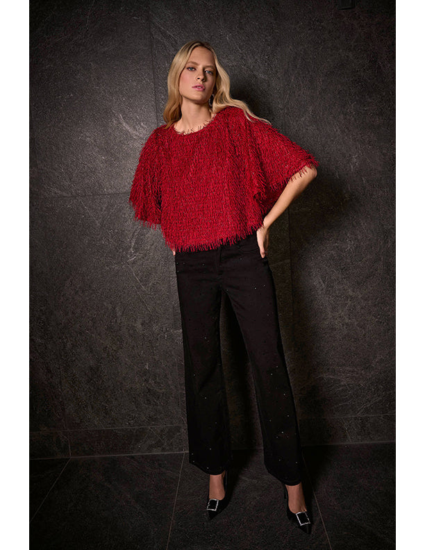 Joseph Ribkoff Classic Wide Leg Jeans with Rhinestones