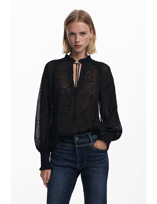 Desigual Flocked Sheer Blouse