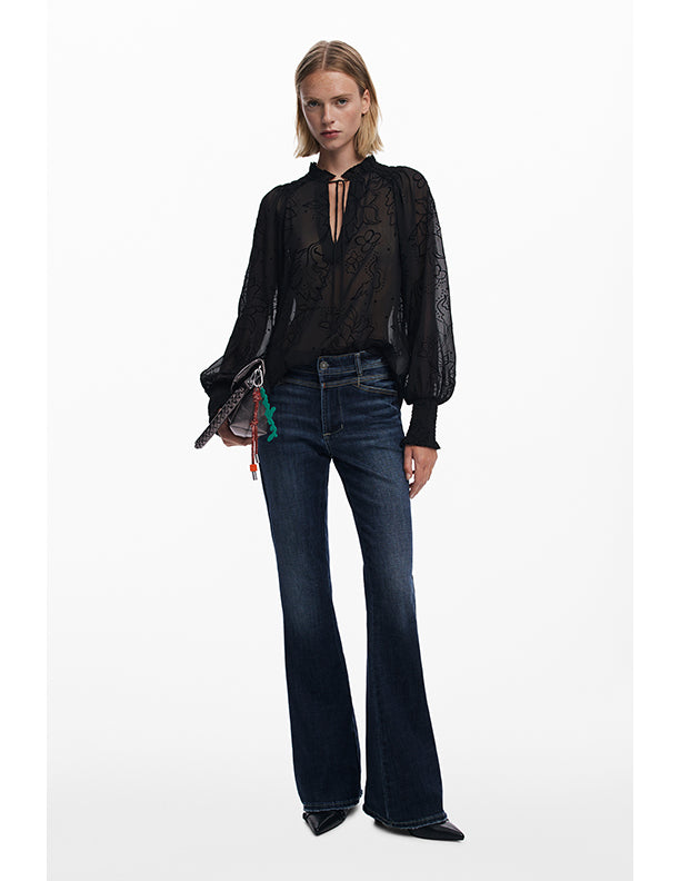 Desigual Flocked Sheer Blouse