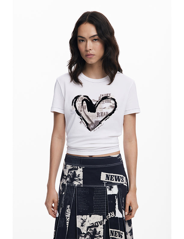 Desigual Newspaper heart T-shirt