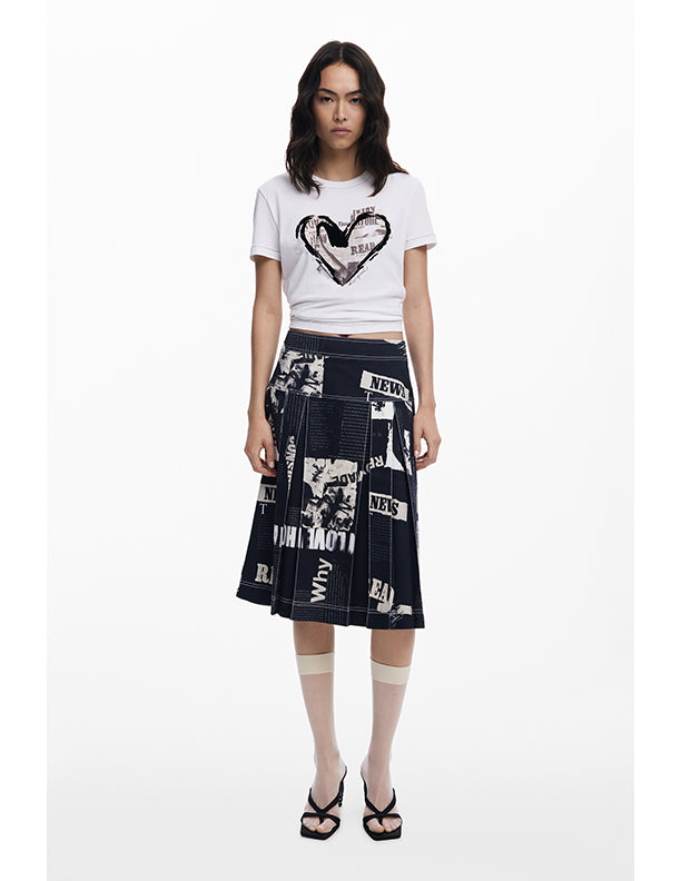 Desigual Newspaper heart T-shirt