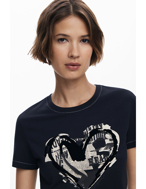 Desigual Newspaper heart T-shirt