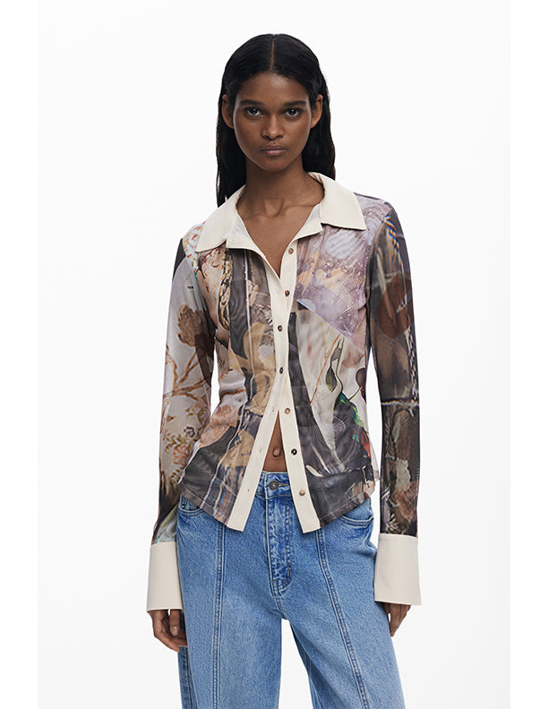 Desigual Chiffon cuff T-shirt