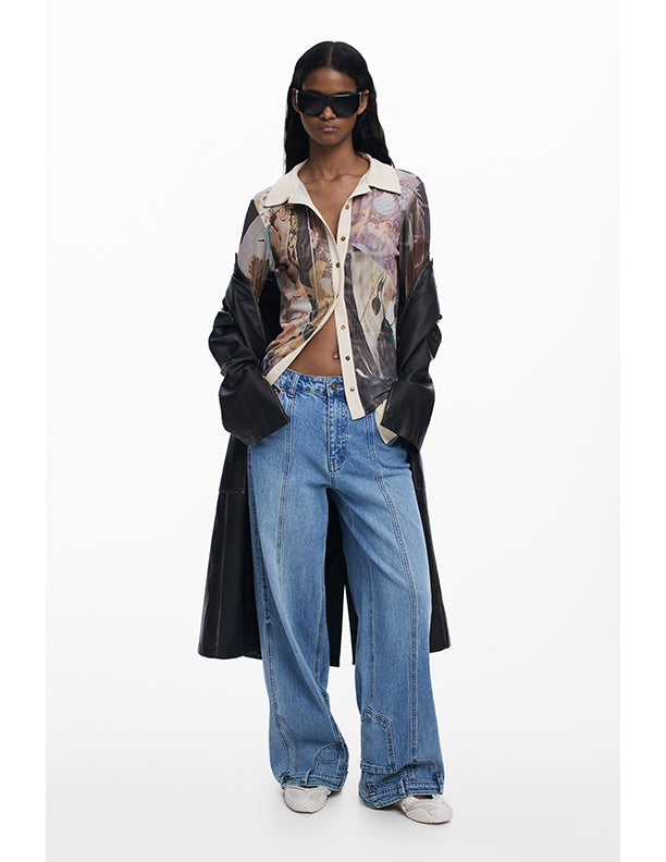 Desigual Chiffon cuff T-shirt