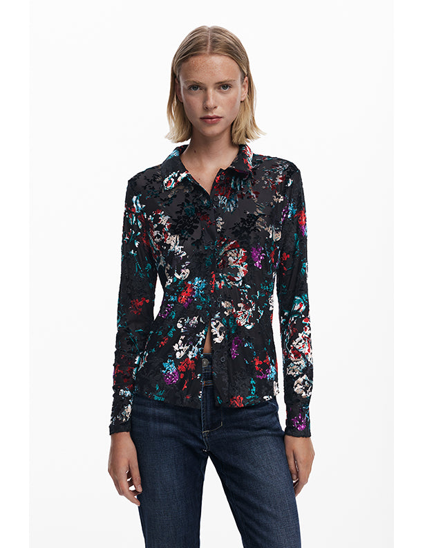 Desigual Textured buttoned T-shirt