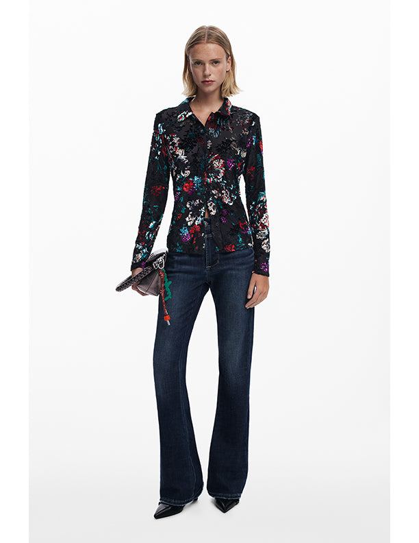 Desigual Textured buttoned T-shirt