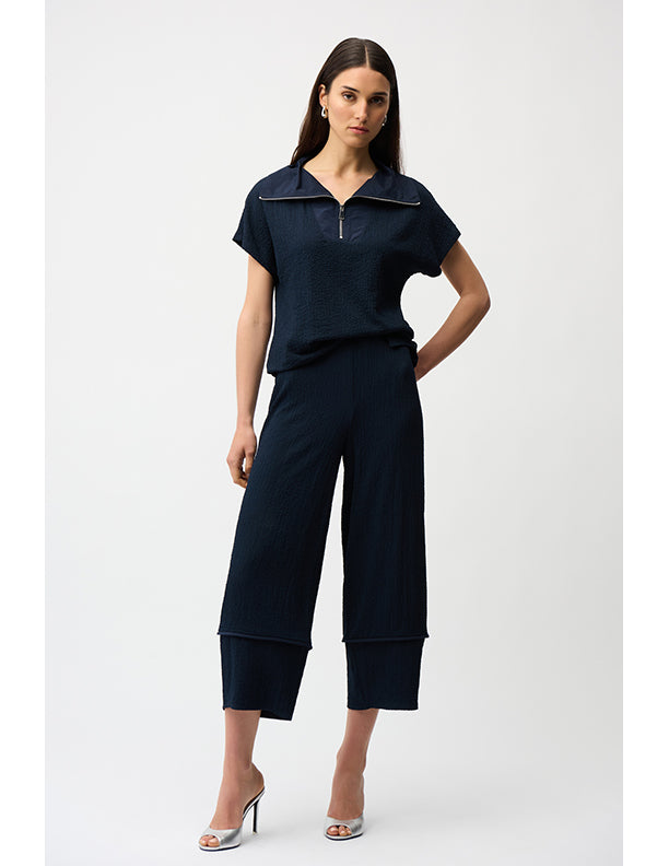 Joseph Ribkoff Seersucker Boxy Top With Memory Collar