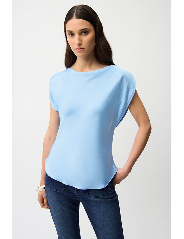 Joseph Ribkoff Recycled Satin Fitted Top With Cowl Neck