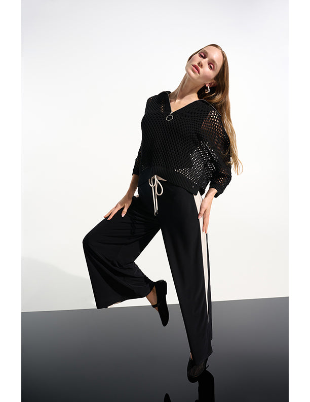 Joseph Ribkoff Silky Knit Color Block Wide Leg Pull-On Pants