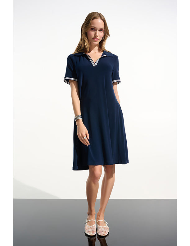 Joseph Ribkoff Silky Knit Trapeze Dress With Polo Collar