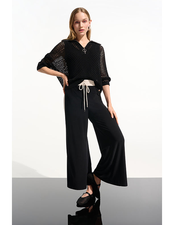 Joseph Ribkoff Vicscose Blend Boxy Sweater Knit With Zipped Neckline