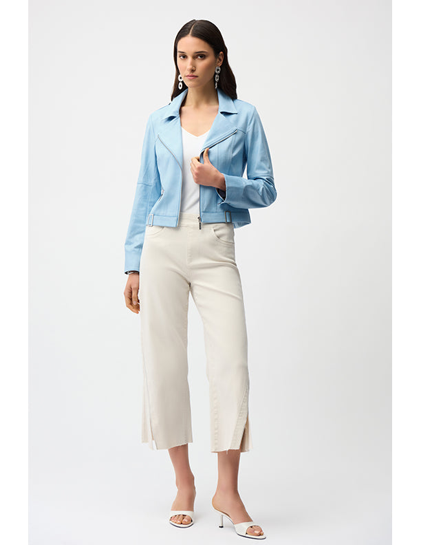 Joseph Ribkoff Foiled Faux Suede Fitted Jacket with Decorative Buckles