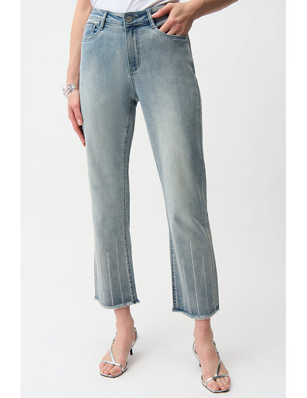Joseph Ribkoff Straight Crop Jeans With Rhinestones
