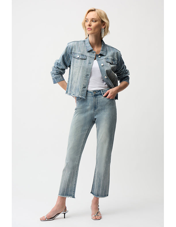 Joseph Ribkoff Straight Crop Jeans With Rhinestones