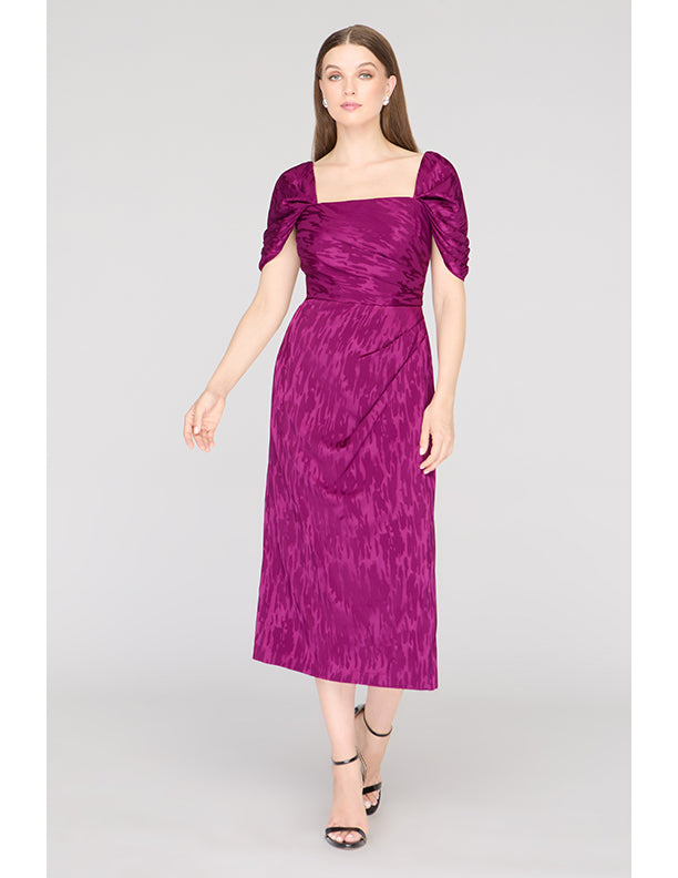 js cocktail dresses JS Collections Zoey A-Line Meadow Jacquard Midi Dress