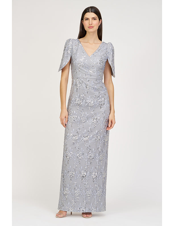 Mac Duggal Sequined V-Neck Column Gown in Pink | UK Mac Duggal Sequined V-Neck Column Gown in Pink | UK
